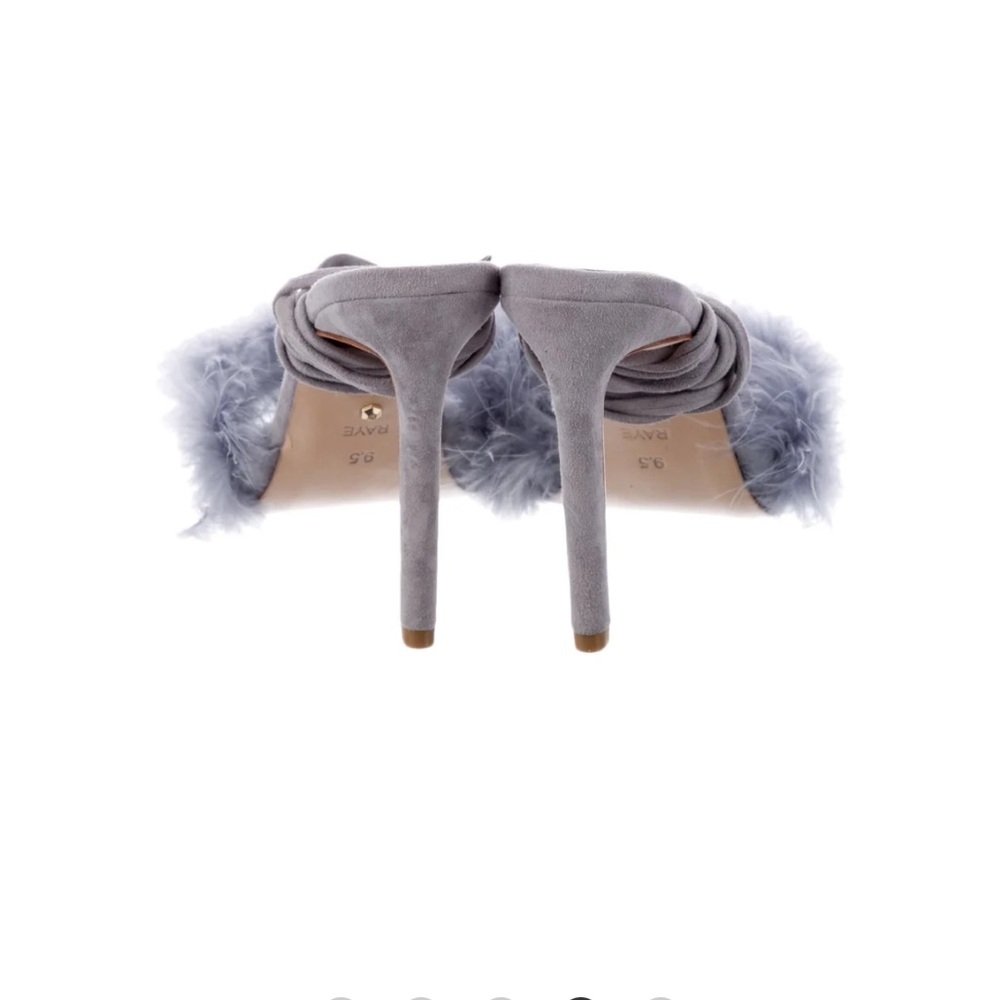 NEW Raye‎ Fara Periwinkle Lavender Feather and Suede Strappy Heels 8.5 - Picture 5 of 8